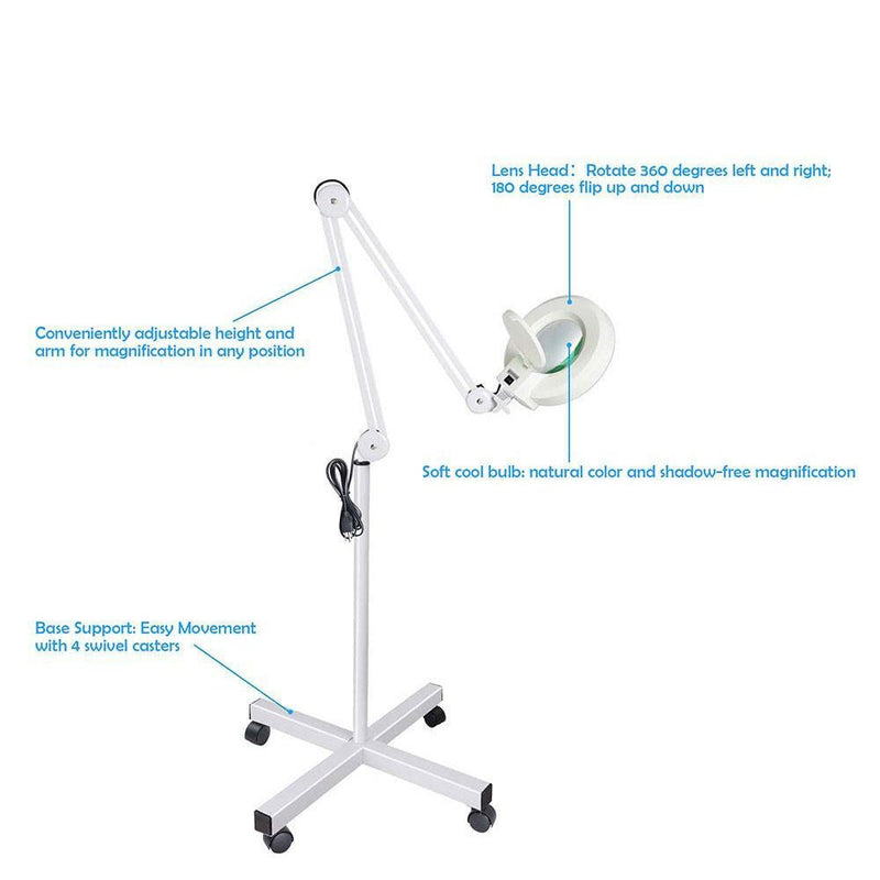 5x Magnifying Lamp Fluorescent Salon Light Glass Beauty Floor Stand Magnifier