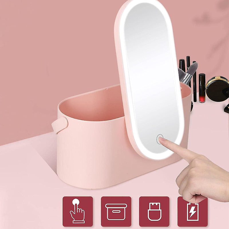 Travel Makeup With LED Light Up Mirror