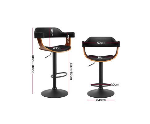 Artiss Wooden PU Leather Bar Stool