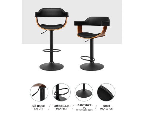 Artiss Wooden PU Leather Bar Stool