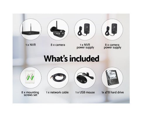 UL-tech Wireless CCTV Home Security Camera System WIFI Outdoor 8CH 3MP NVR 4TB