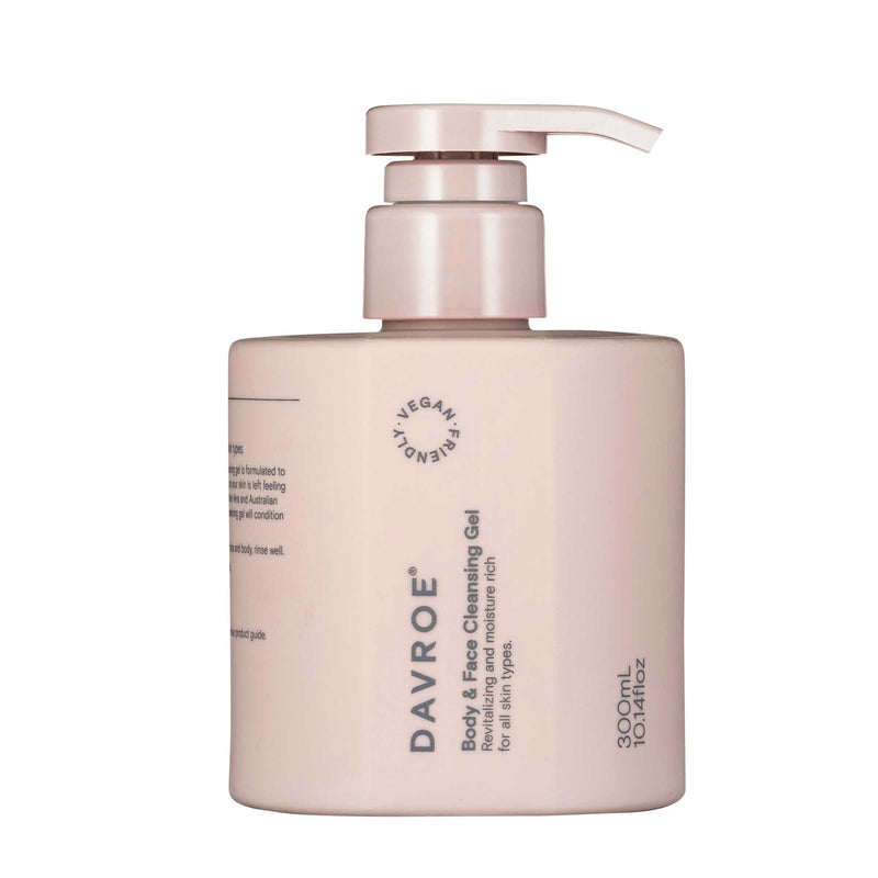 300ml Davroe Face and Body Cleansing Gel Pump Natural All Skin Types Vegan