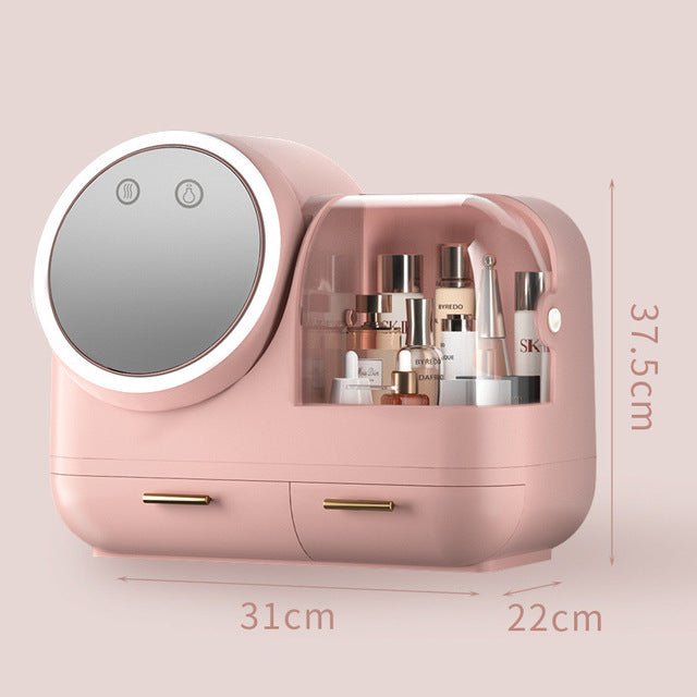 High Quality Makeup Storage Organizer Case LED Light With Fan