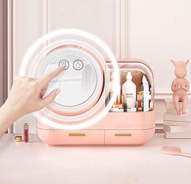 High Quality Makeup Storage Organizer Case LED Light With Fan