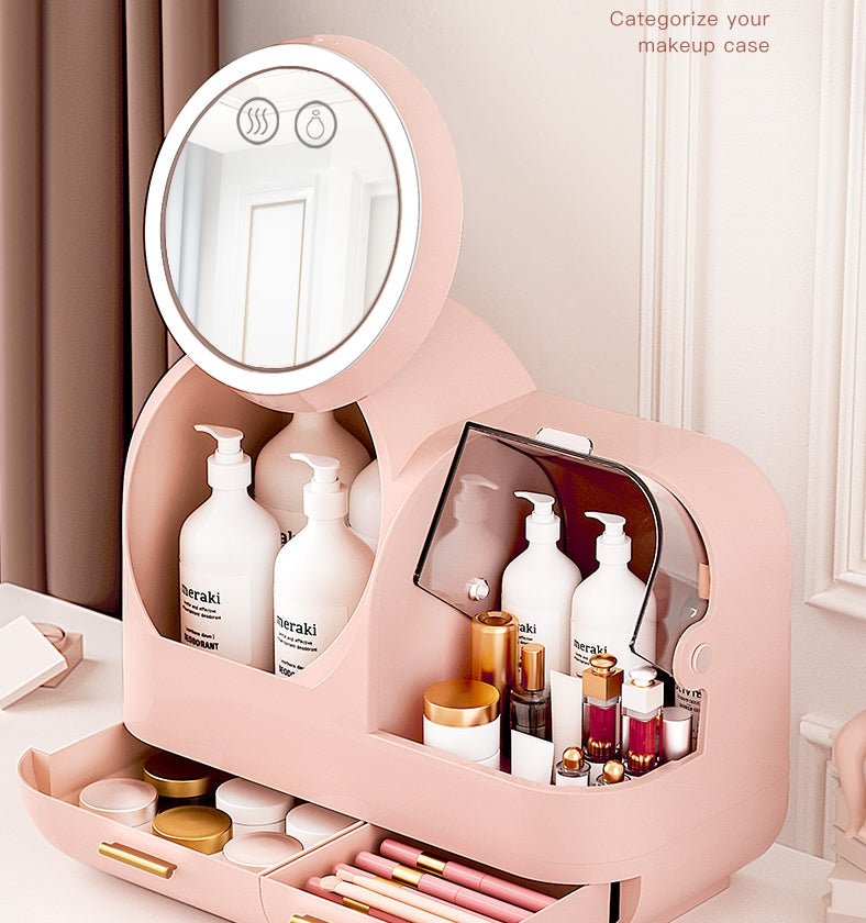 High Quality Makeup Storage Organizer Case LED Light With Fan