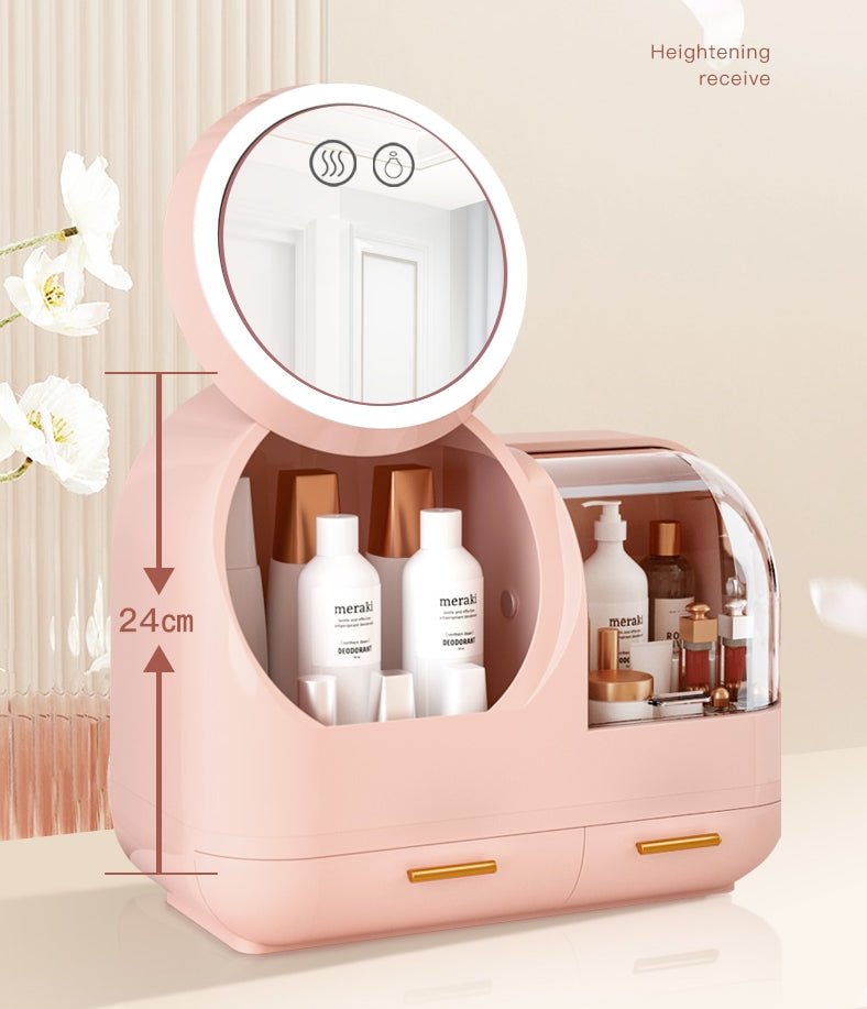 High Quality Makeup Storage Organizer Case LED Light With Fan