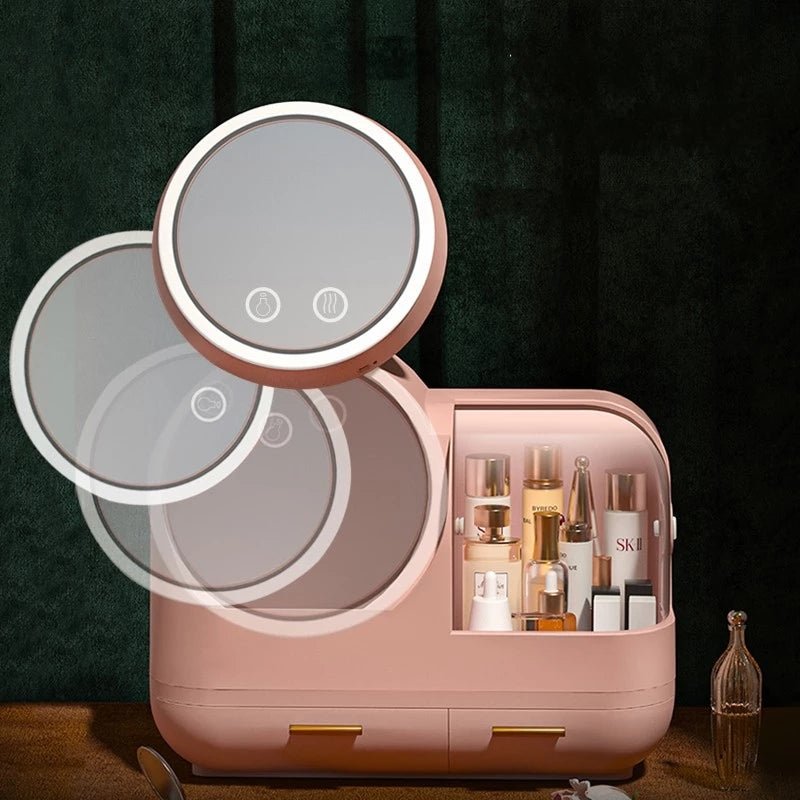 High Quality Makeup Storage Organizer Case LED Light With Fan