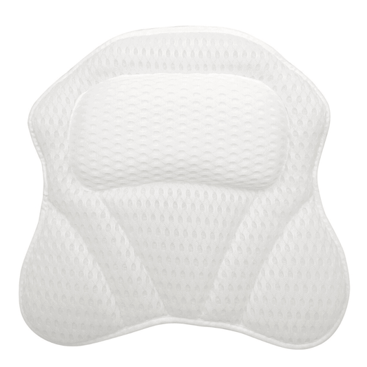 Ergonomic shape bathtub pillow with neck, shoulders and back support.