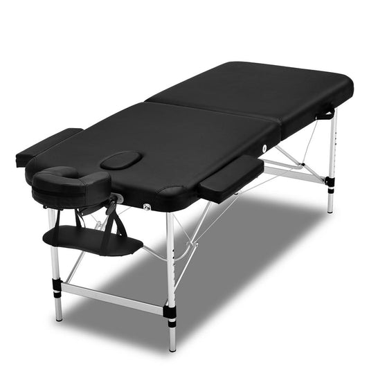 Zenses 2 Fold Portable Aluminium Massage Table  Black 55cm