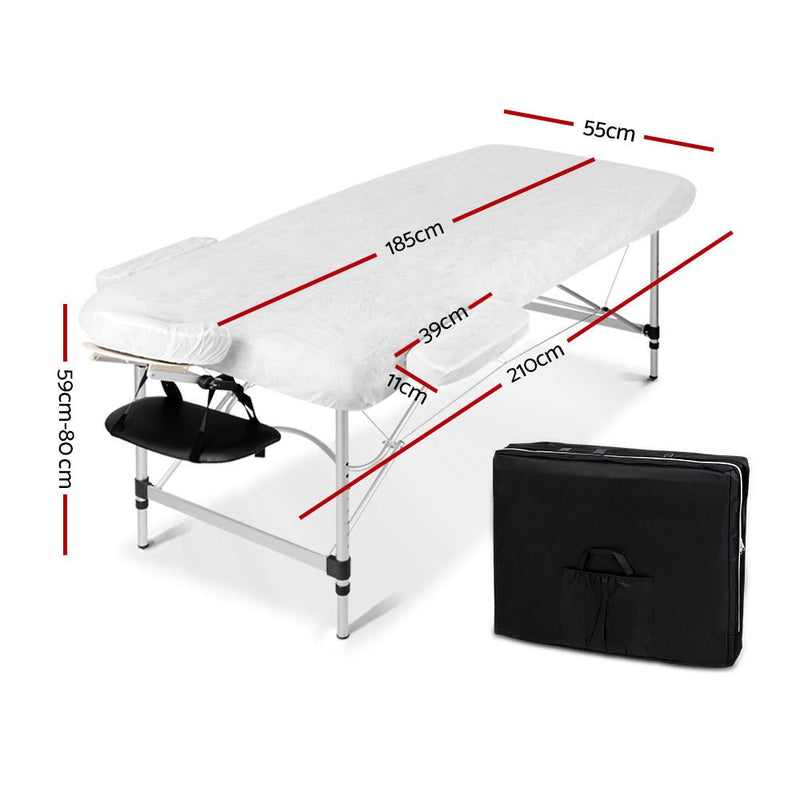 Zenses 2 Fold Portable Aluminium Massage Table  Black 55cm