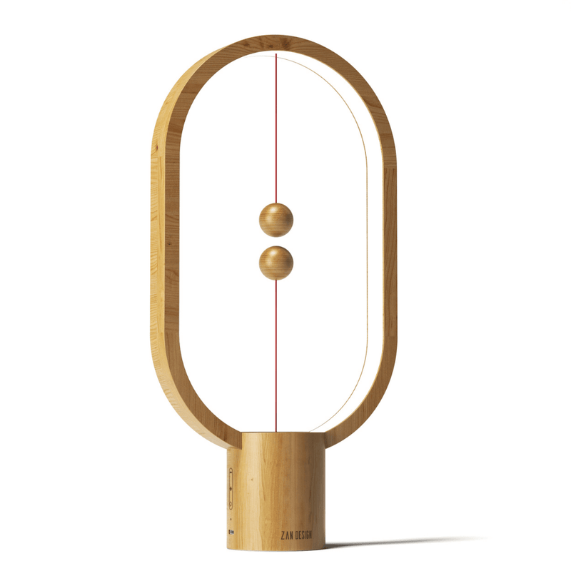 Rechargeable LED table lamp in wood colour.
