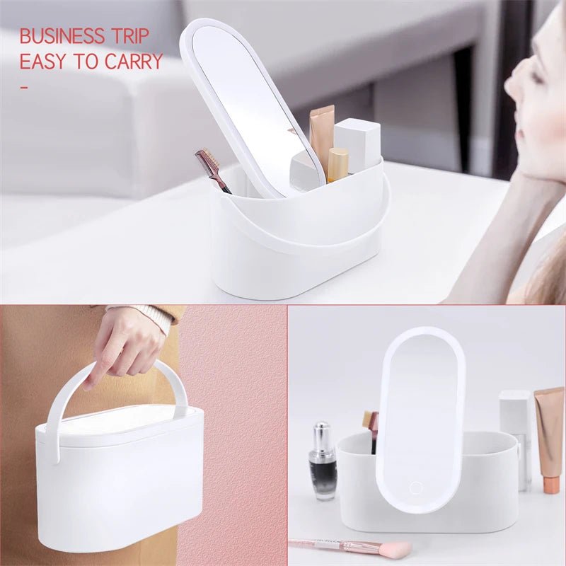 Travel Makeup With LED Light Up Mirror