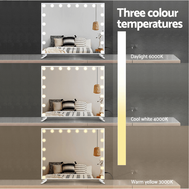 Professional makeup studio vanity mirror with three different colour temperatures..