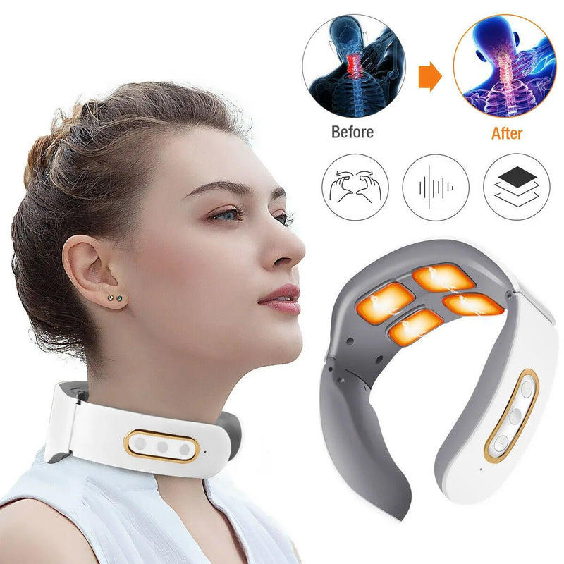 Electric Neck Shoulder Pulse Massager- Magnetic Pulse Heating  Relax Pain Relief