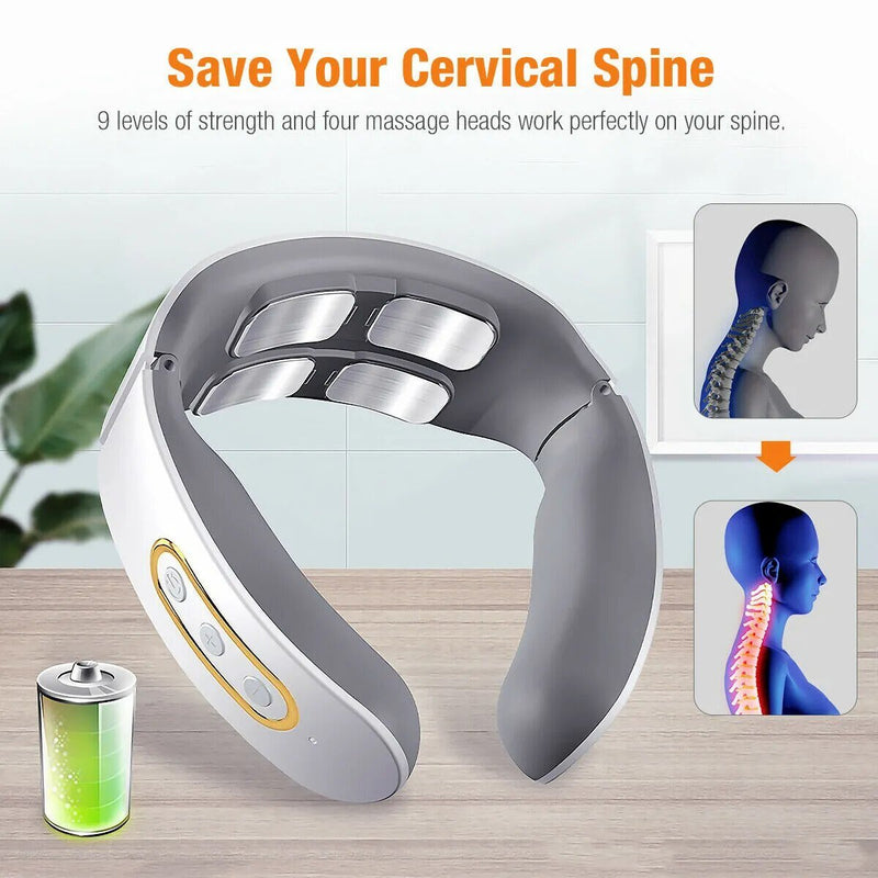 Electric Neck Shoulder Pulse Massager- Magnetic Pulse Heating  Relax Pain Relief