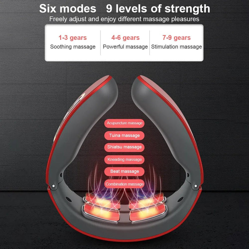 Electric Neck Shoulder Pulse Massager- Magnetic Pulse Heating  Relax Pain Relief