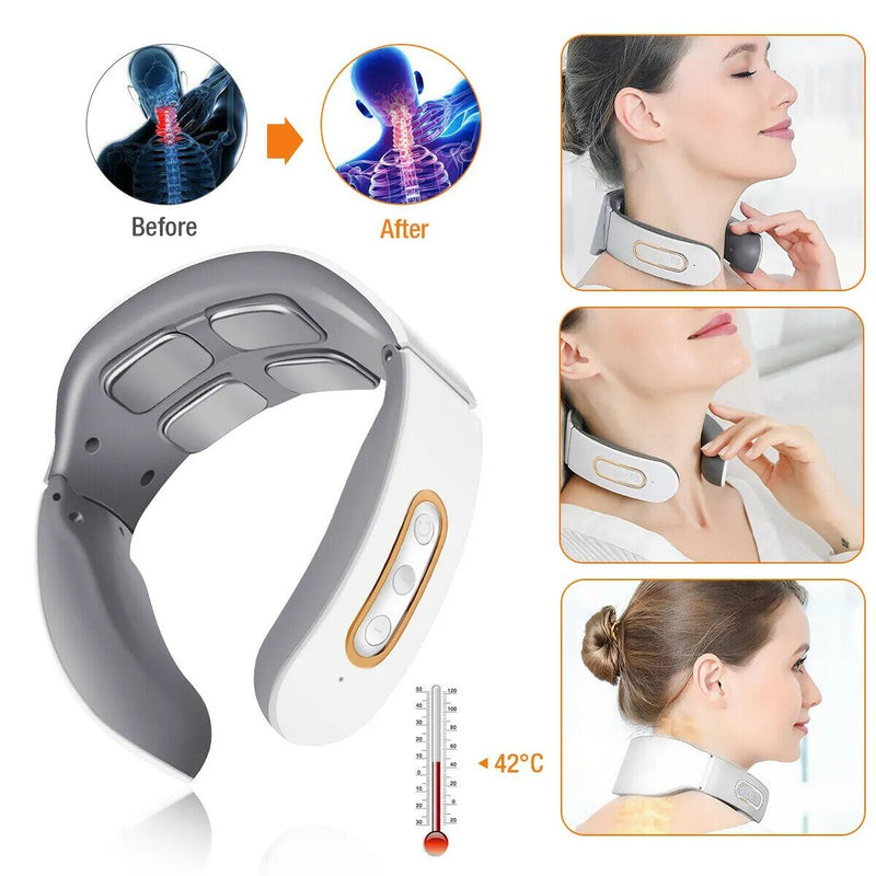 Electric Neck Shoulder Pulse Massager- Magnetic Pulse Heating  Relax Pain Relief