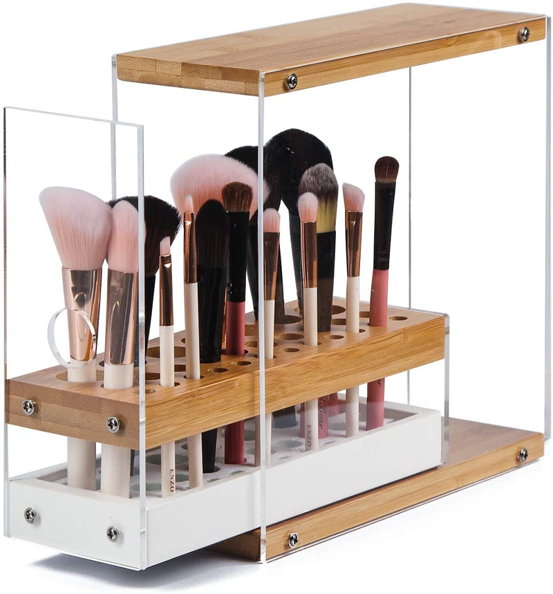 31 Holes Acrylic Bamboo Brush Holder