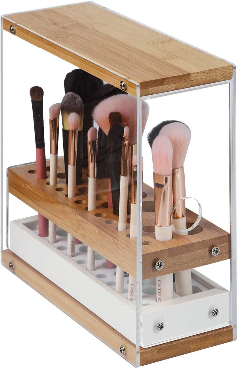 31 Holes Acrylic Bamboo Brush Holder