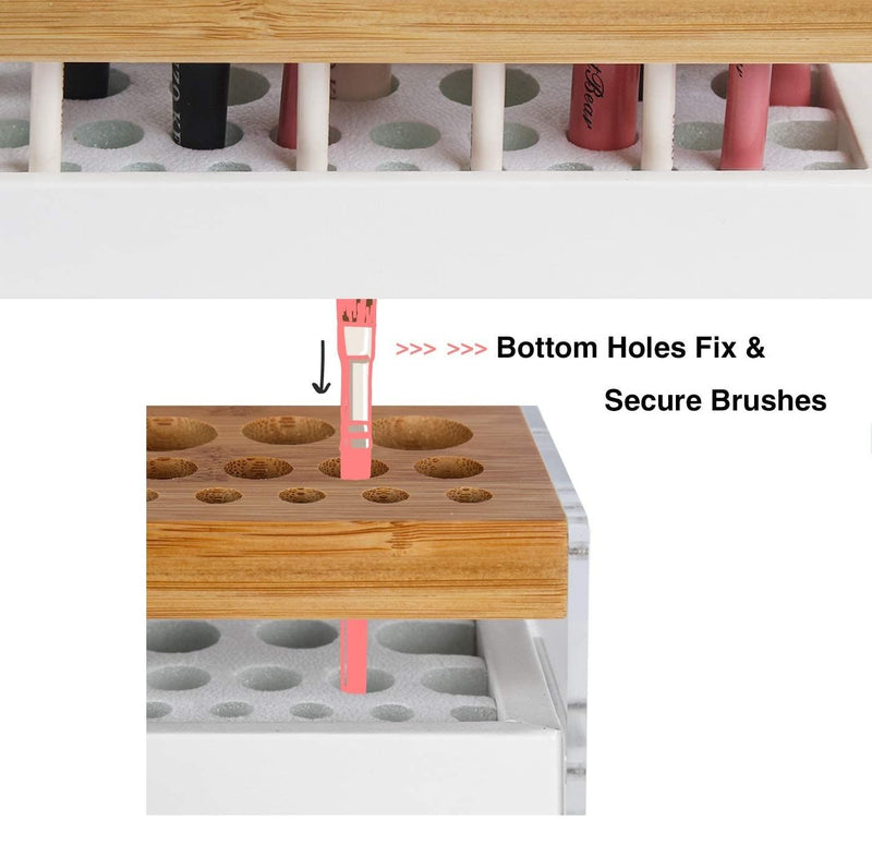 31 Holes Acrylic Bamboo Brush Holder