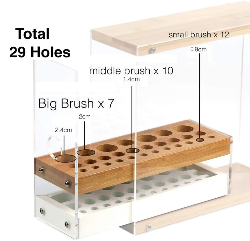 31 Holes Acrylic Bamboo Brush Holder