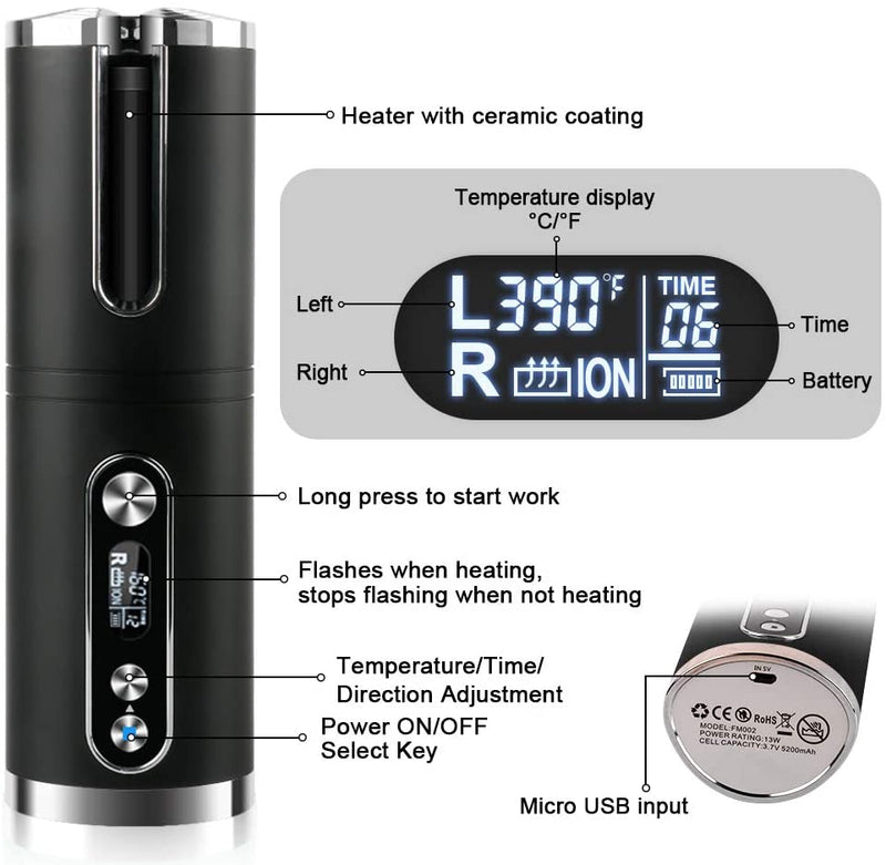 Portable Wireless Automatic Hair Curler