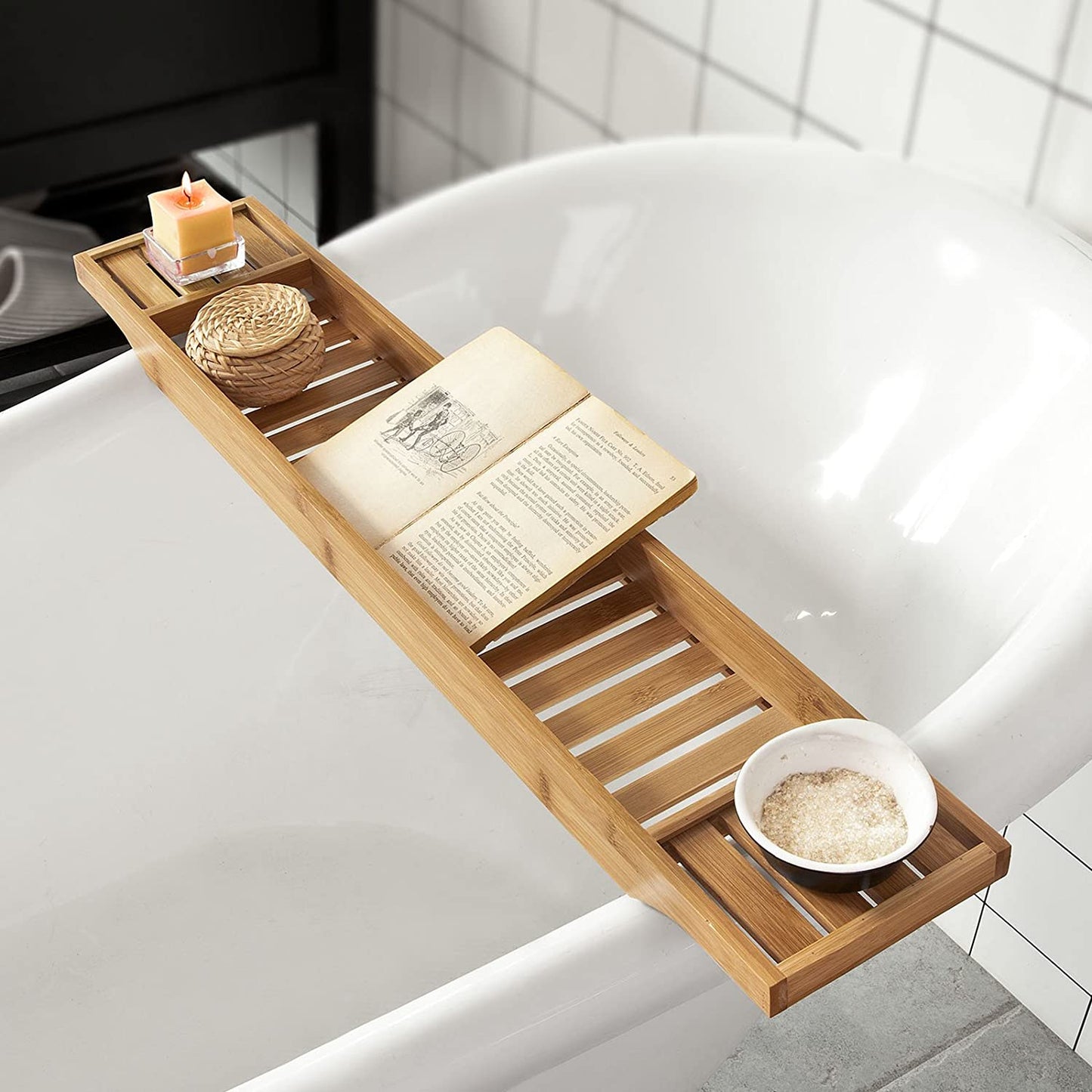Luxury Bamboo Bath Tray - Caddy