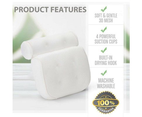 3D Spa Mesh Bath Pillow Neck Back Support Bathtub Tub Cushions