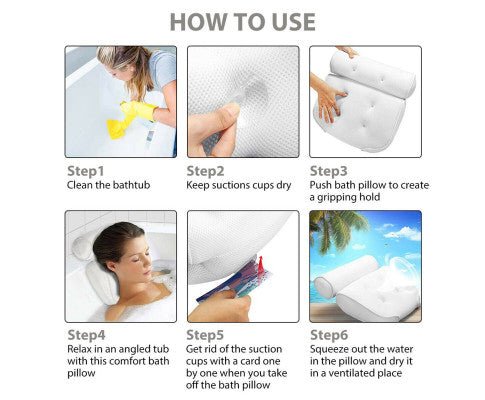 3D Spa Mesh Bath Pillow Neck Back Support Bathtub Tub Cushions